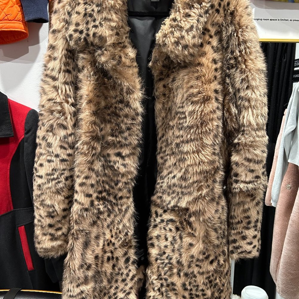 DKNY Lamb Skin Shearling Animal Print Coat